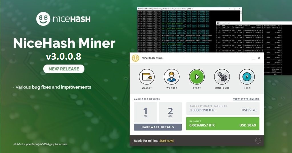 NiceHash Miner v3.0.0.8: Download CPU & GPU (NvidiaAMD) miner for Windows